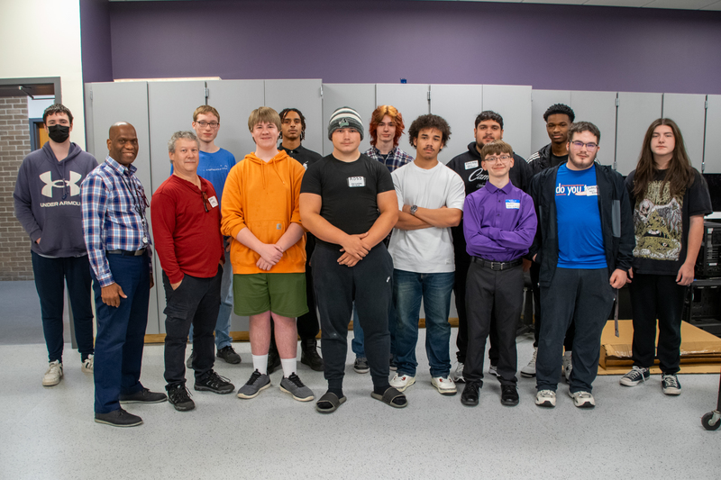 Herkimer BOCES and Herkimer College students and teachers pose in BOCES Network Administration classroom