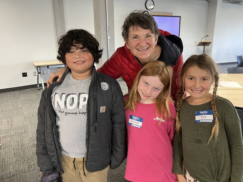 Students at storytelling workshop with Regi Carpenter