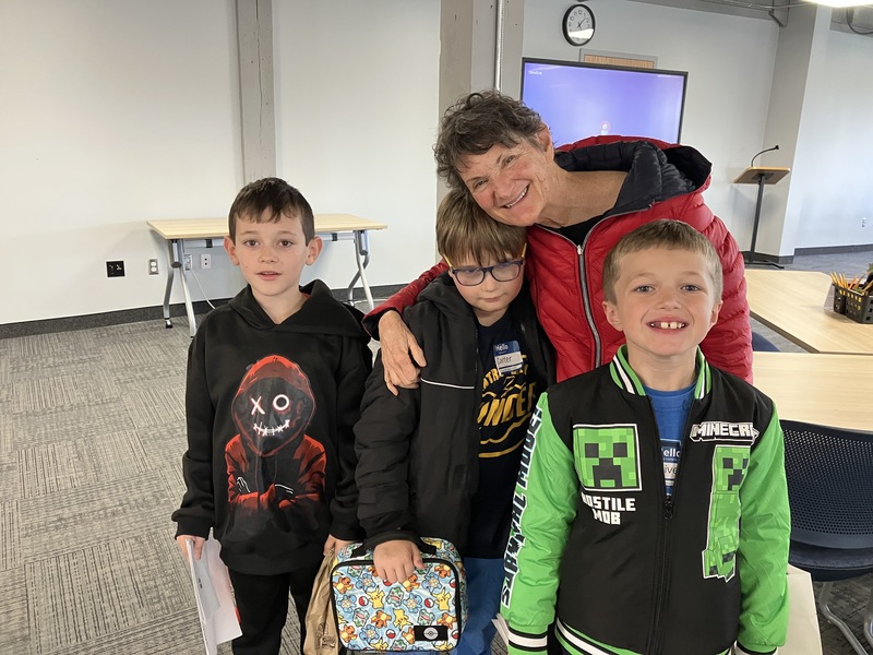 Students at storytelling workshop with Regi Carpenter