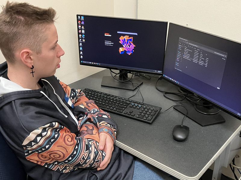 Student in computer lab