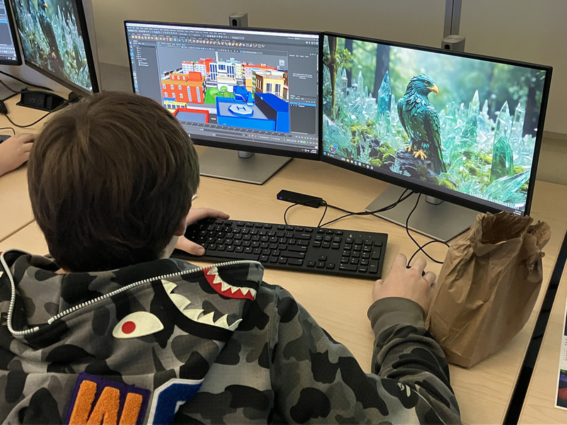 Student in computer lab