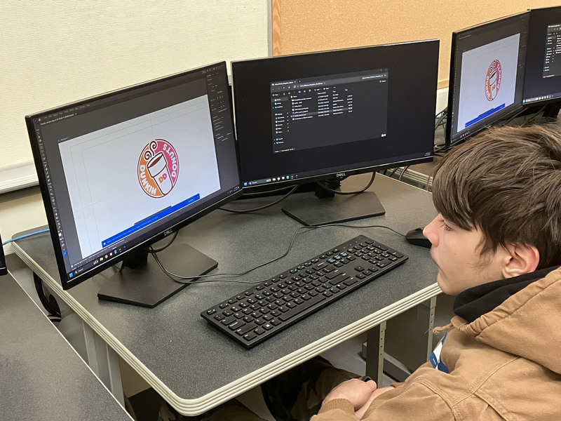 Student in computer lab