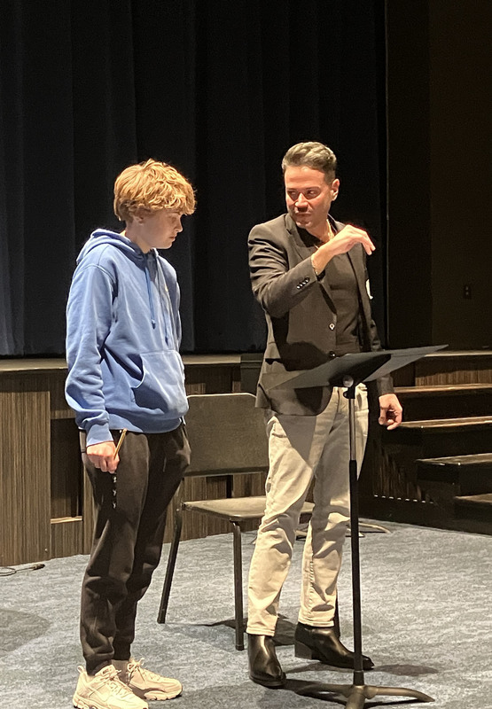 Student performing practice music college audition