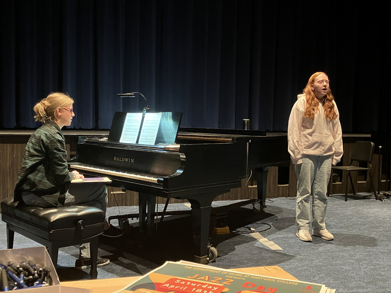 Student performing practice music college audition