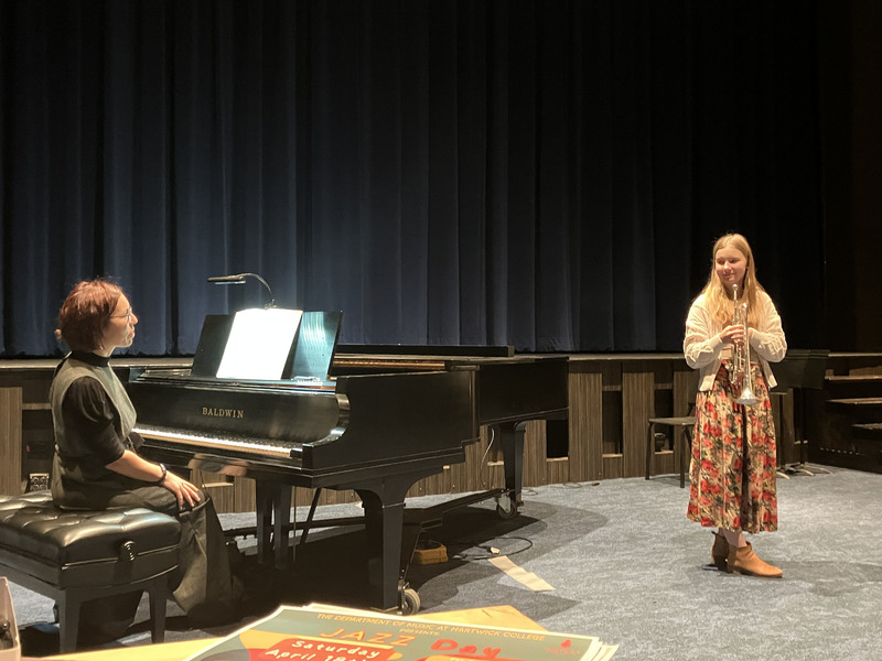 Student performing practice music college audition