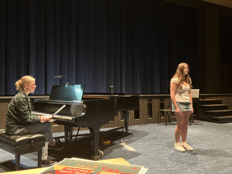 Student performing practice music college audition