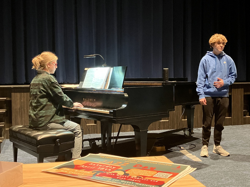 Student performing practice music college audition