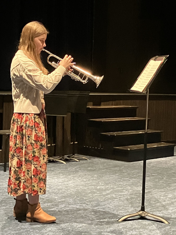 Student performing practice music college audition