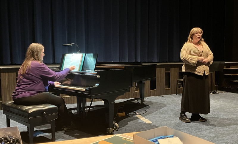 Student performing practice music college audition