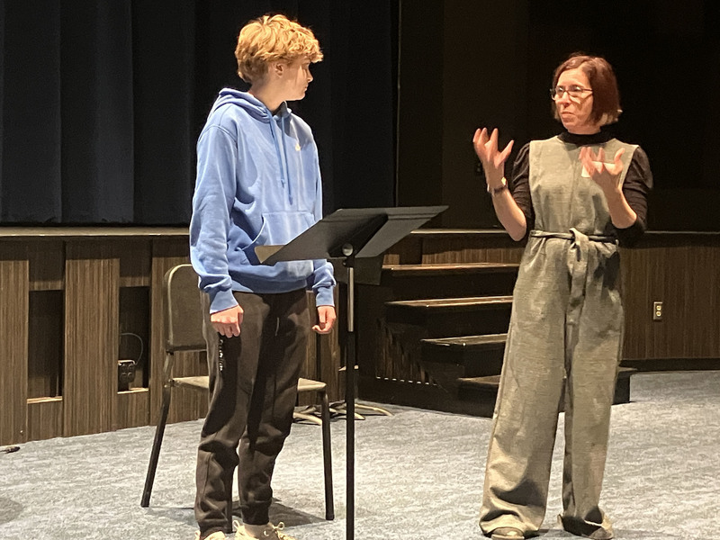 Student performing practice music college audition