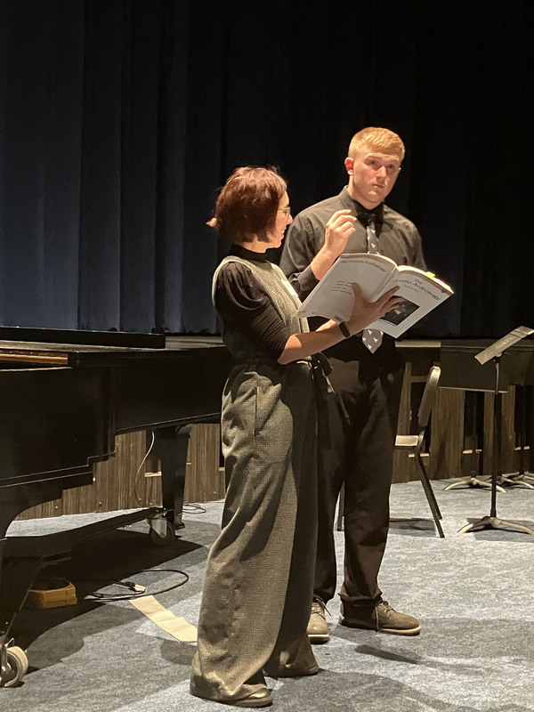 Student performing practice music college audition