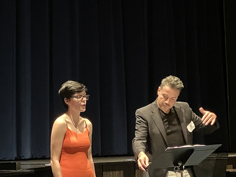 Student performing practice music college audition