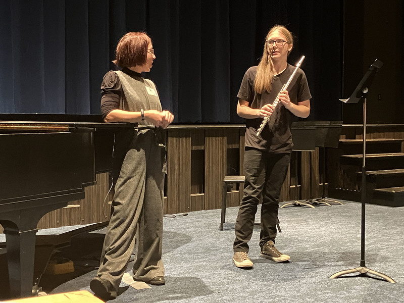 Student performing practice music college audition