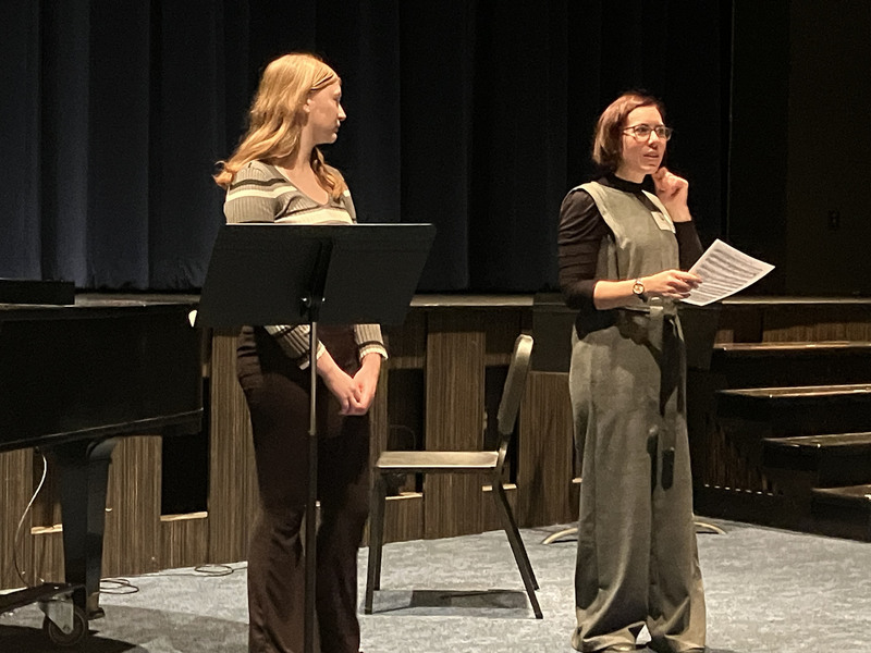 Student performing practice music college audition