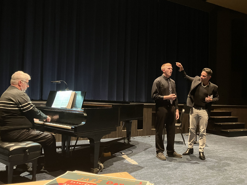 Student performing practice music college audition