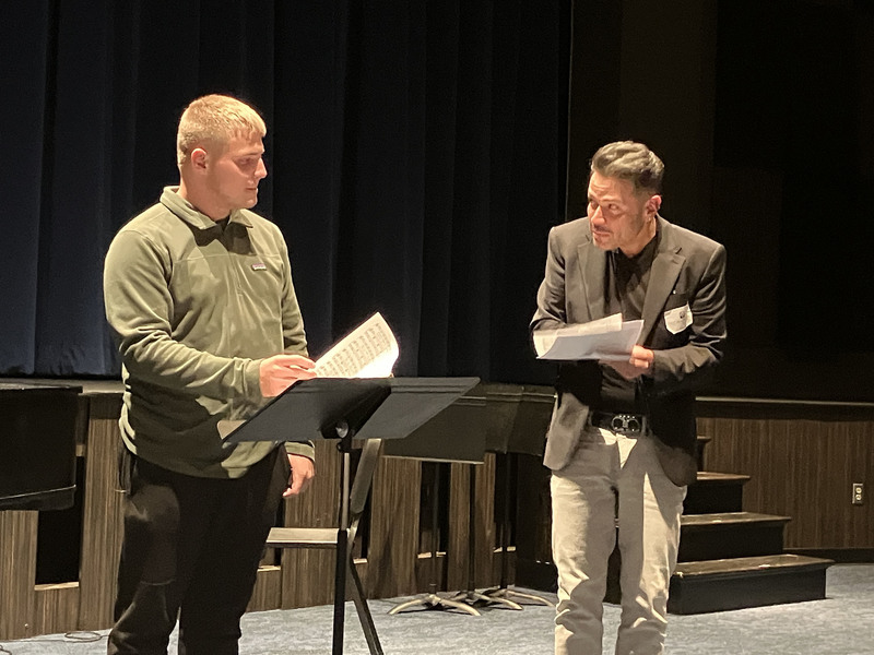 Student performing practice music college audition