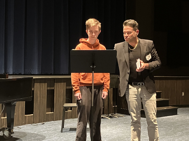 Student performing practice music college audition