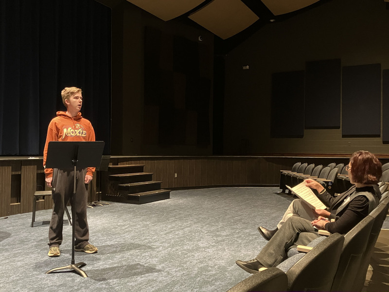 Student performing practice music college audition