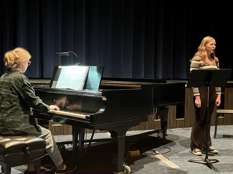 Student performing practice music college audition