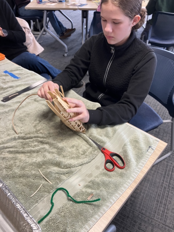 Students working on baskets