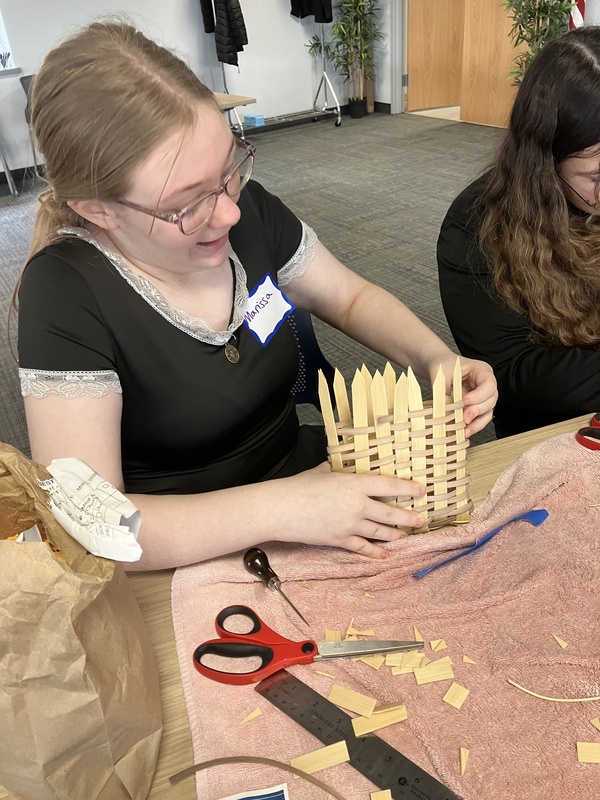 Students working on baskets