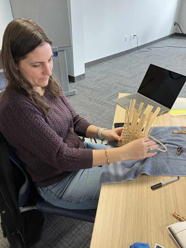 Students working on baskets