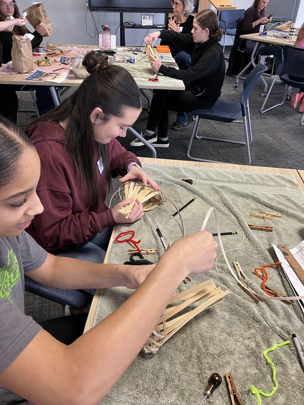 Students working on baskets