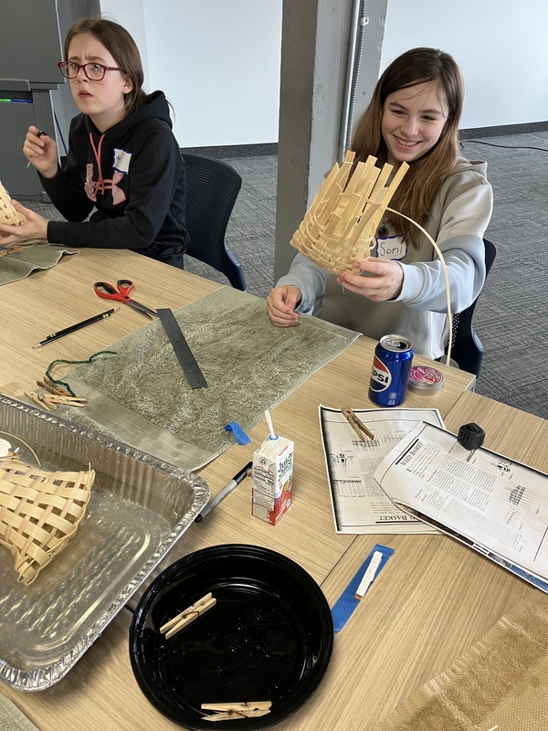 Students working on baskets
