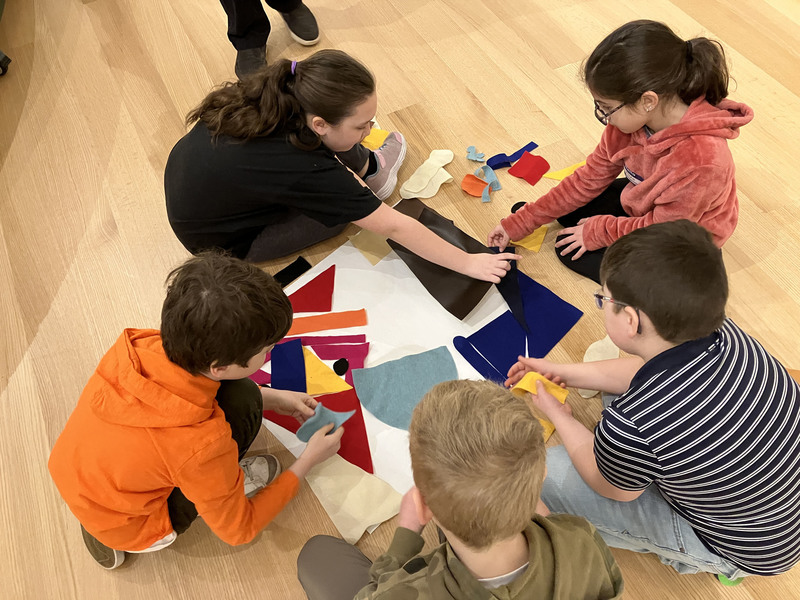 Students working on artwork project