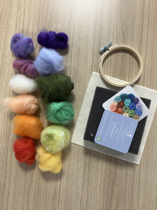 felting materials on a table