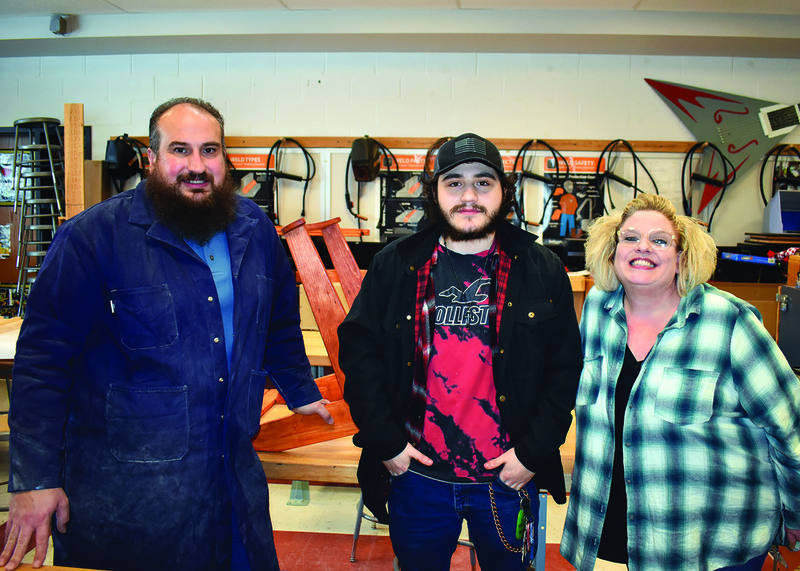 Student Michael Grecco with teachers Adam Spatto and Cheri Evangelista