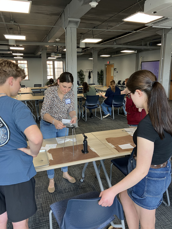 Students working on art/jewelry project
