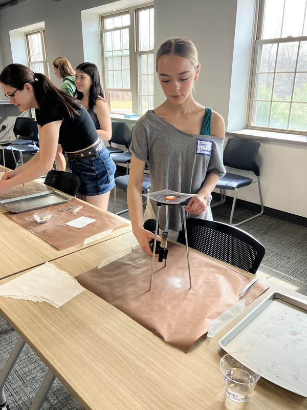 Students working on art/jewelry project