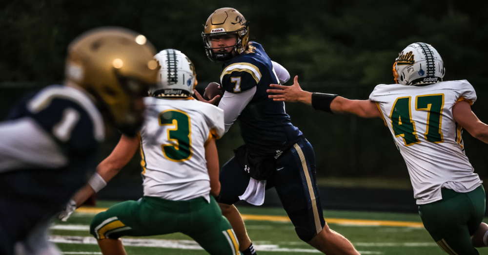 Hermantown football quarterback Sawyer Senst