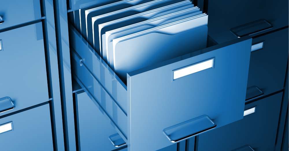 File cabinet with files