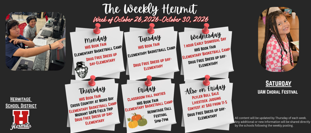 Weekly Hermit 10/26/26-10/30/26