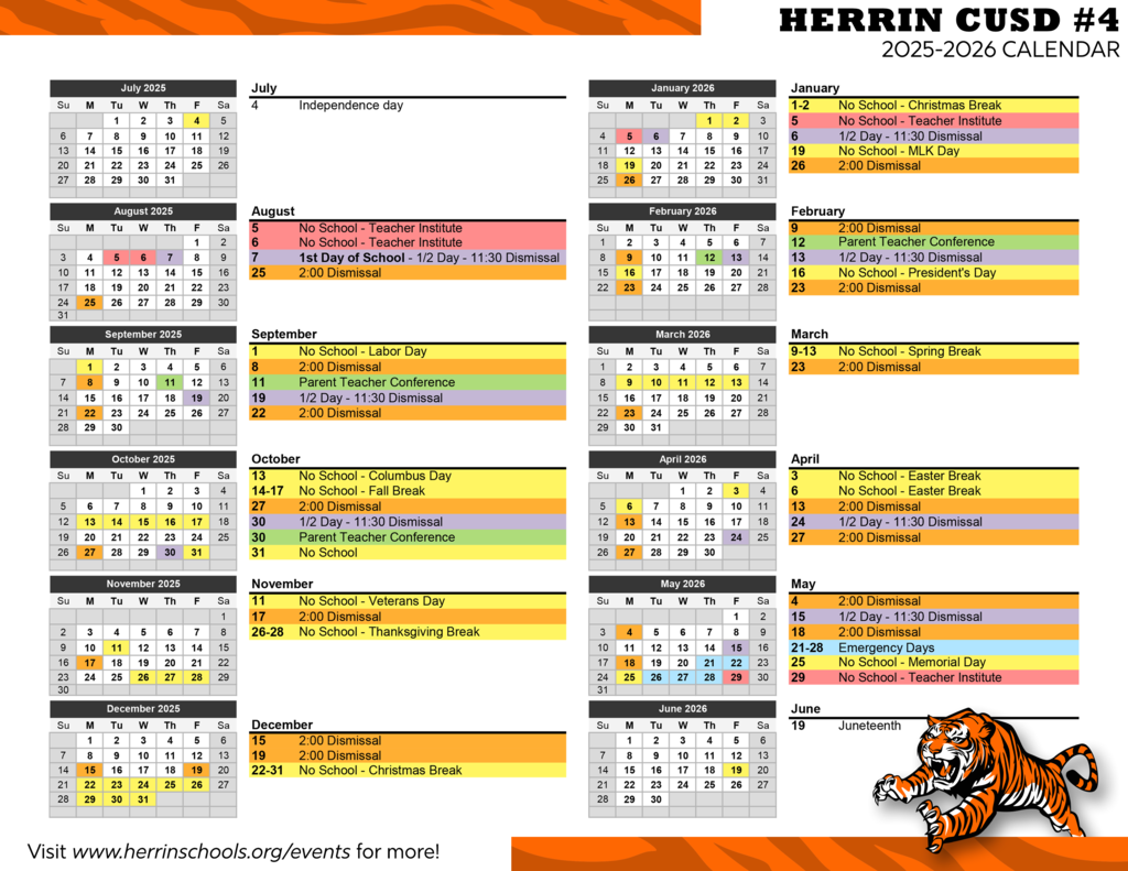 Herrin CUSD #4 2025-2026 Calendar