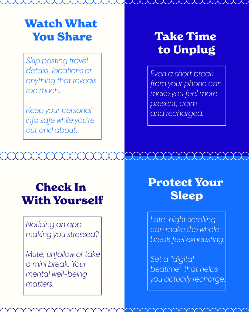 Watch what you share and take time to unplug from devices to better help your mental health and sleep
