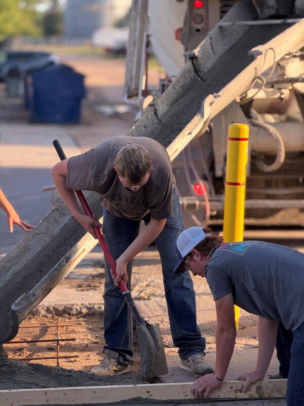 pouring and leveling