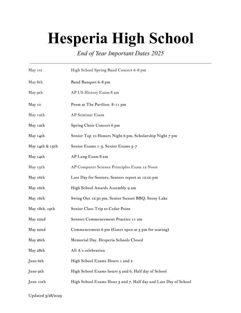 HS Dates