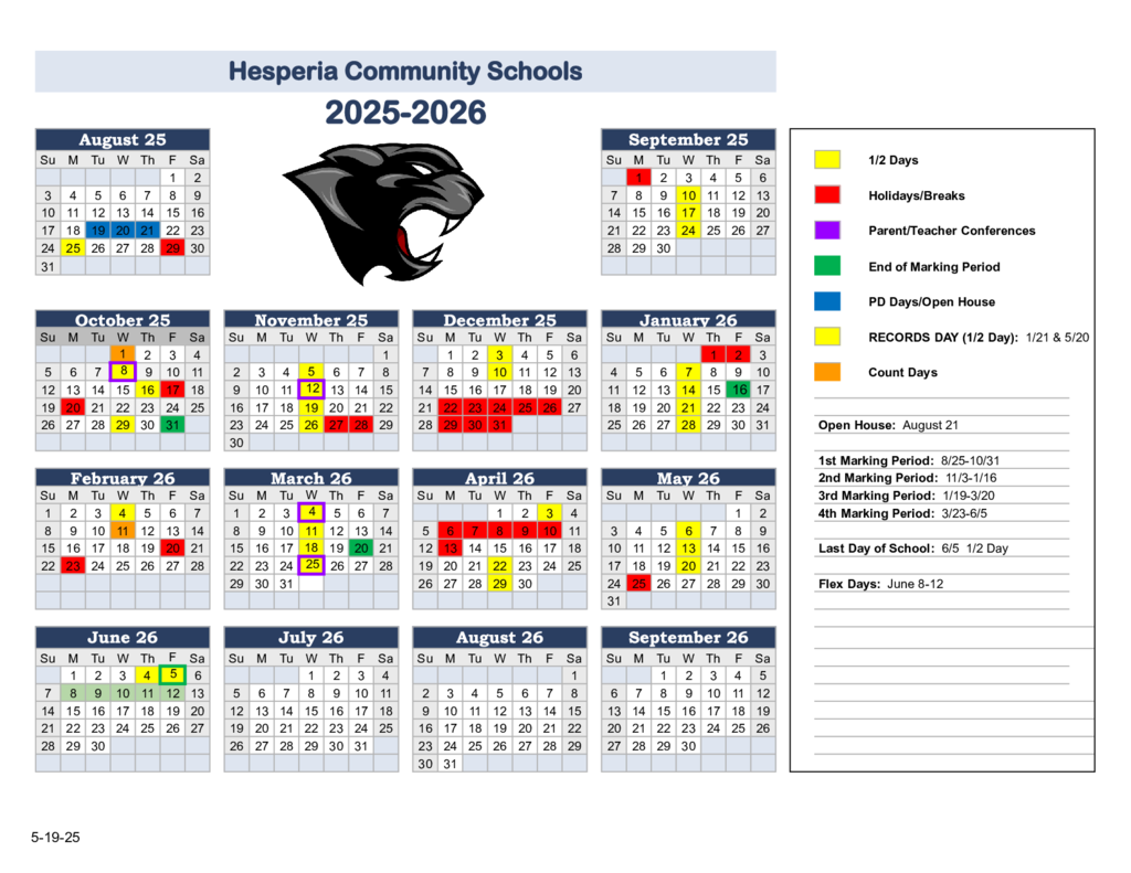 25-26 School Calendar