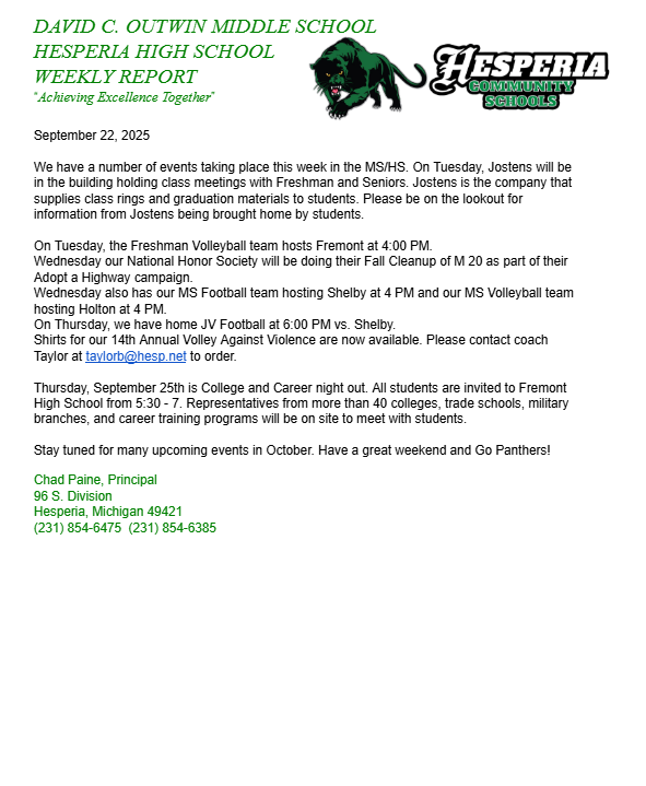 MS/HS Update