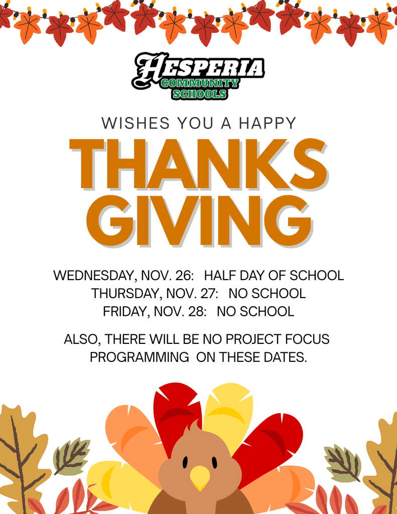 Thanksgiving Schedule