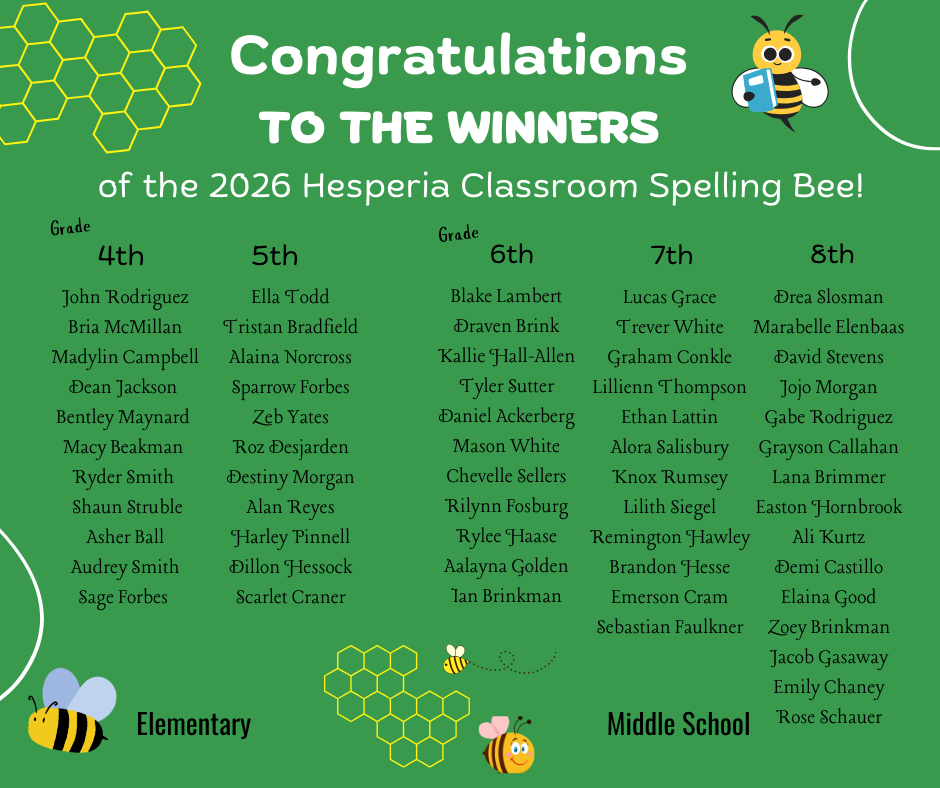 Congratulations to the Spelling Bee winners