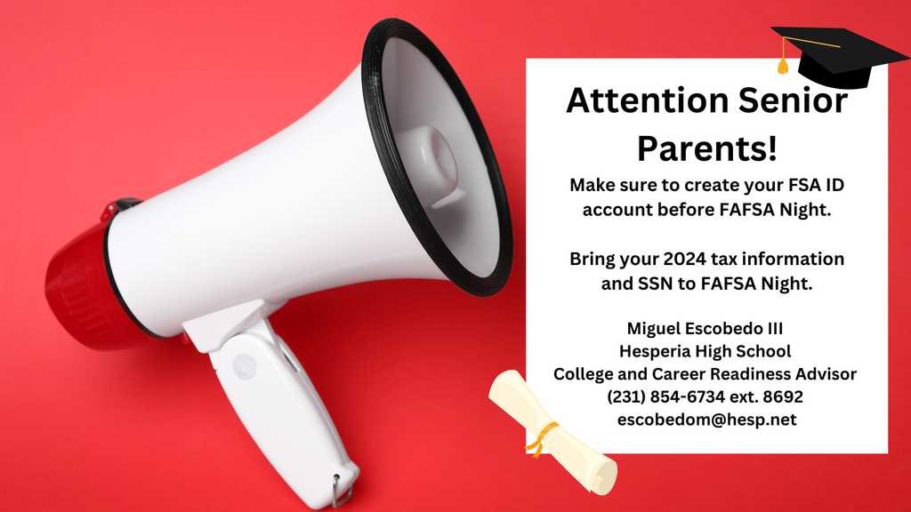 Attention Senior Parents! Make sure to create your FSA ID account before FAFSA Night