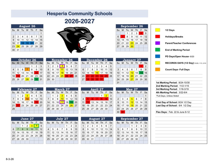 26-27 Calendar