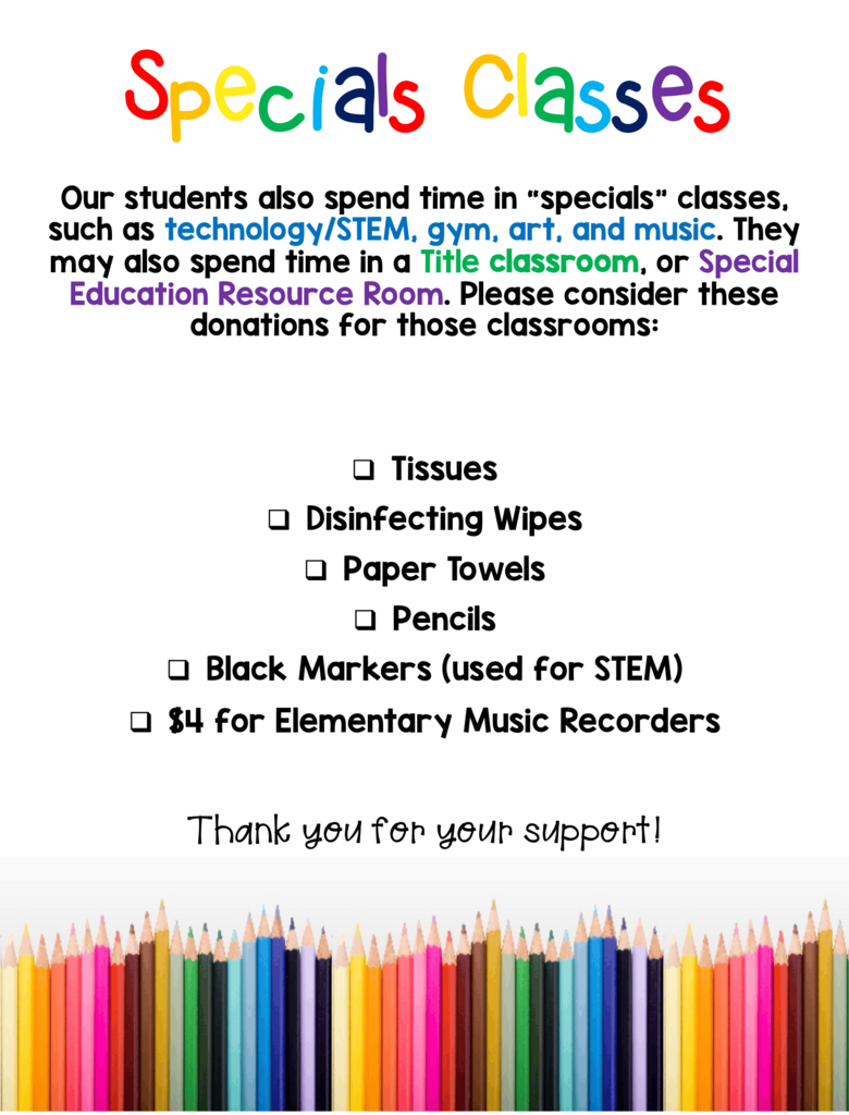 Specials Supplies