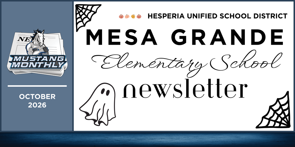 Header for the Mesa Grande Mustang Monthy for October