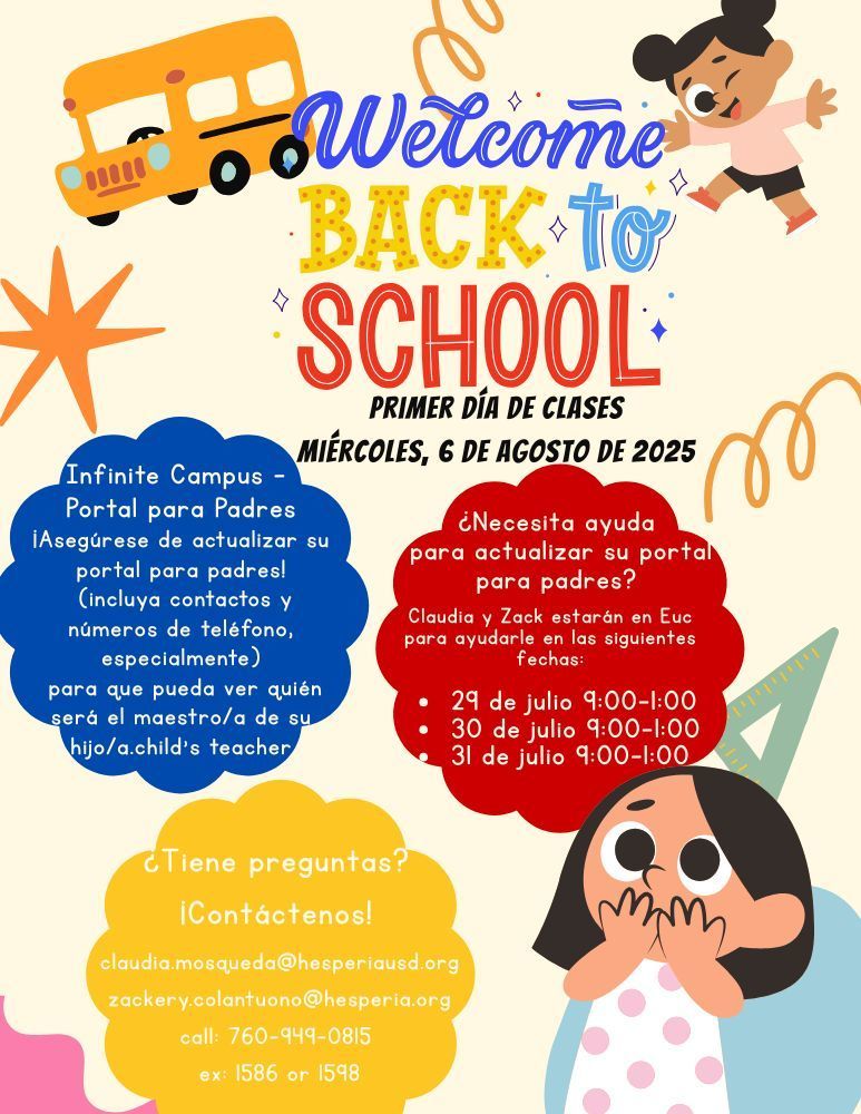 Spanish Back to School Parent Portal 25-26