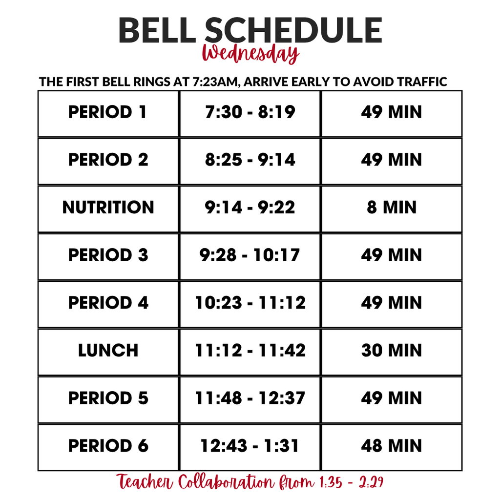 Bell Schedule Wednesday